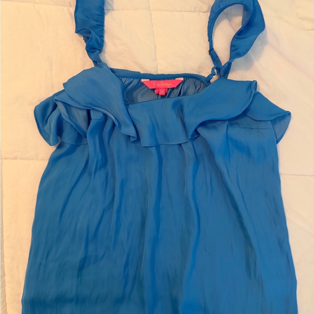 Lilly Pulitzer Blue Ruffle-Strap xsmall top